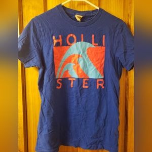 Hollister graphic tee-blue/salmon